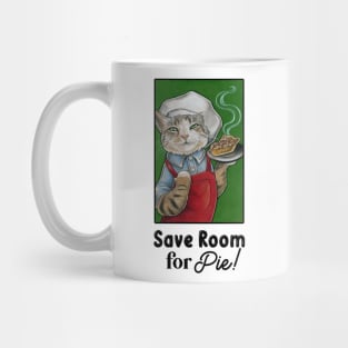 Cat Baker - Save Room For Pie - White Outlined Version Mug